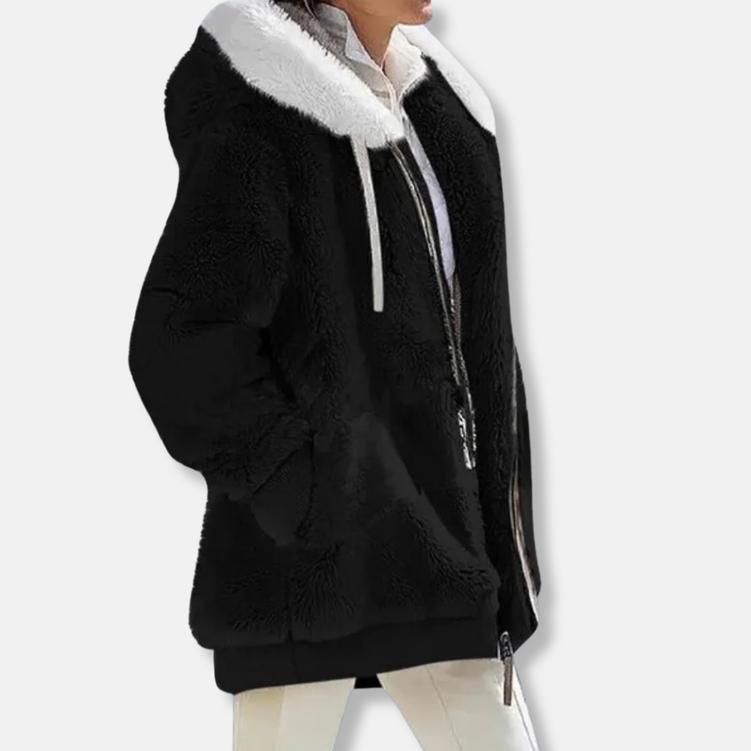 Isla Fleece Oversized Fleece Jacket | Hooded Zipper Jacket