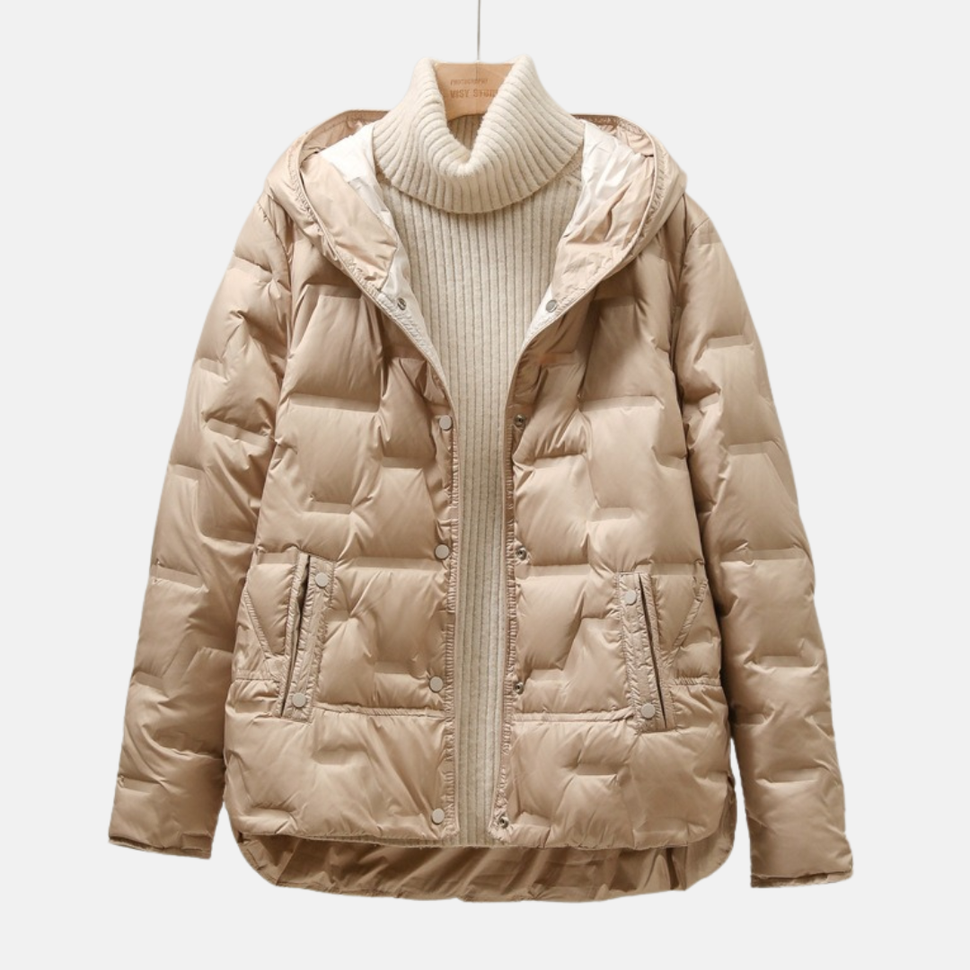 Women’s Jacket - Quilted Puff - Attached Hood - Snap Button Closure