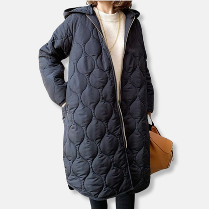 Women's Jacket – Quilted Long Model – Oversized Fit – Hood and Zipper