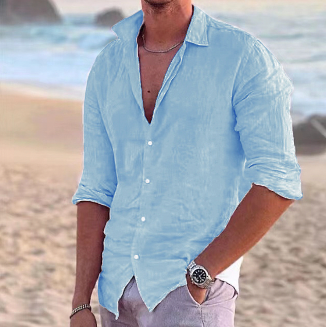 Men's Shirt – Relaxed Fit – Long Sleeve – Lightweight and Breathable – Casual Look