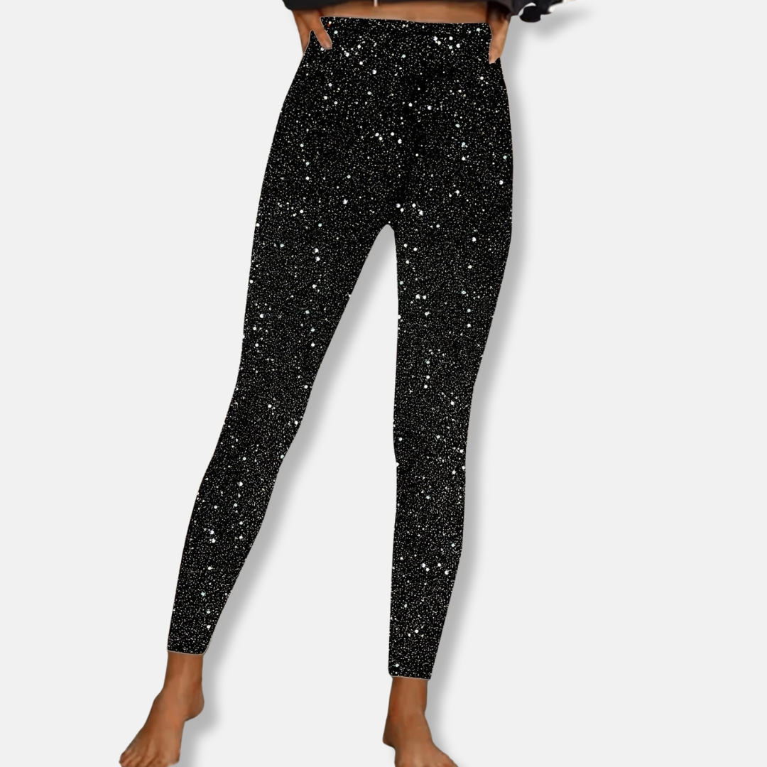 Aurora High-Waisted Skinny Leggings | Glitter Ankle-Length Leggings