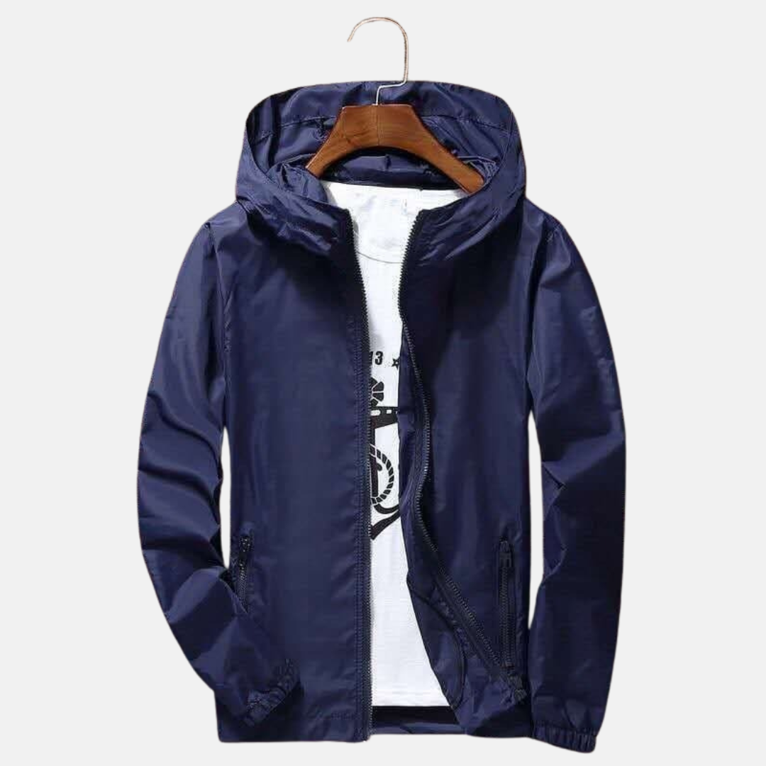 Oscar Hooded Windbreaker | Full Zip Zipper Pockets Windbreaker
