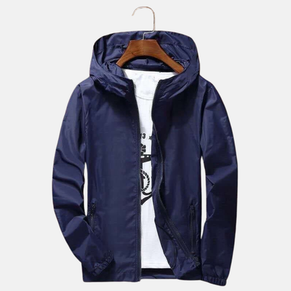 Oscar Hooded Windbreaker | Full Zip Zipper Pockets Windbreaker
