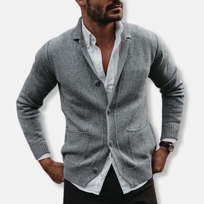 Men's Cardigan - Knit with Button Closure - Shawl Collar - Elegant and Comfortable Fit
