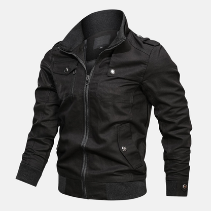 Men's Bomber Jacket – Regular Fit – Woven Fabric – Epaulettes – Zipper Closure – Ribbed Edges