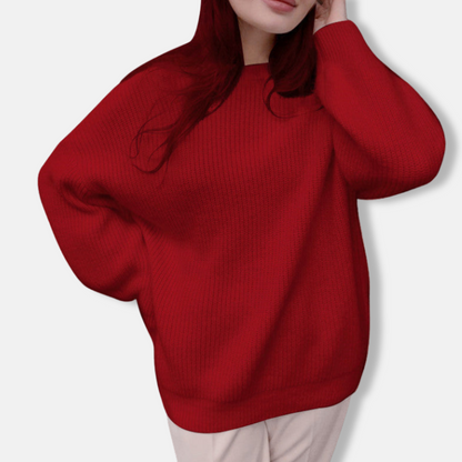 Women's Knit Sweater – Oversized Fit – Soft Ribbed Texture – Long Sleeves