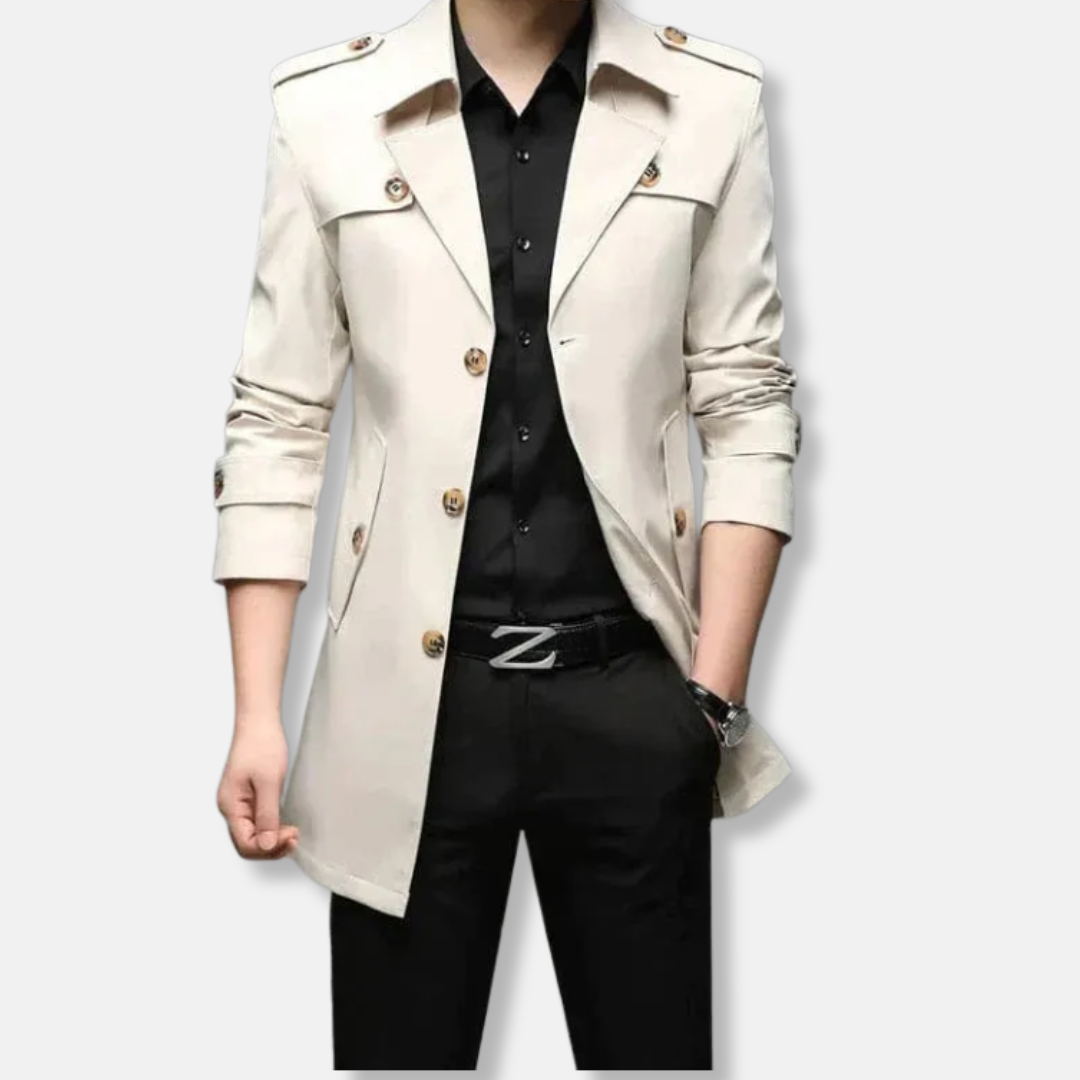 George Slim Fit Trench Coat | Button Front Epaulets Coat