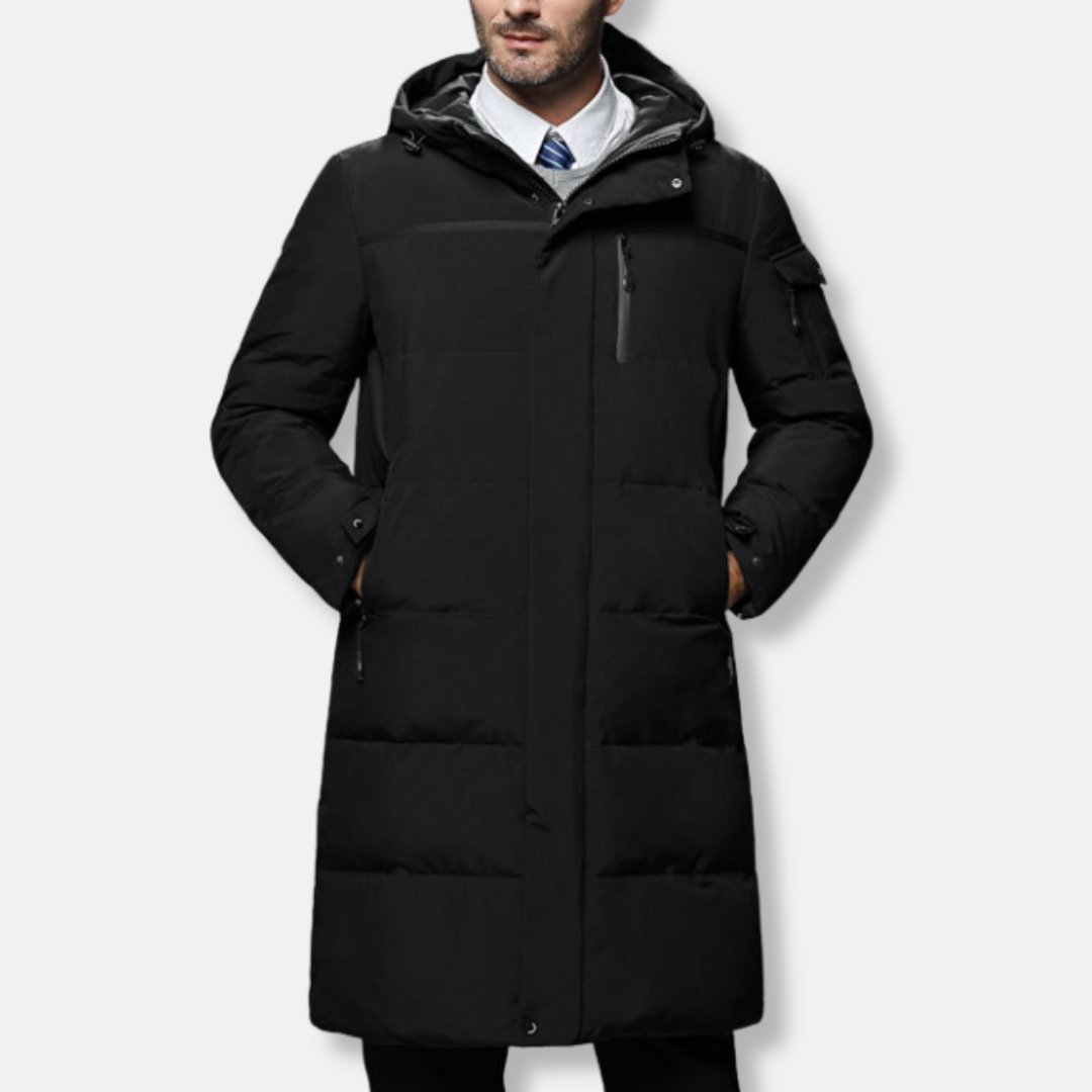 Men’s Puffer Coat - Synthetic - Insulated - Full Length - Adjustable Hood & Cuffs