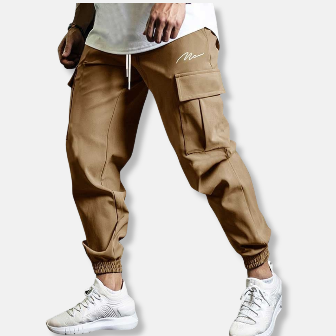 Harry Relaxed Fit Cargo Jogger Pants | Elastic Waist Side Pockets Cargo Jogger Pants