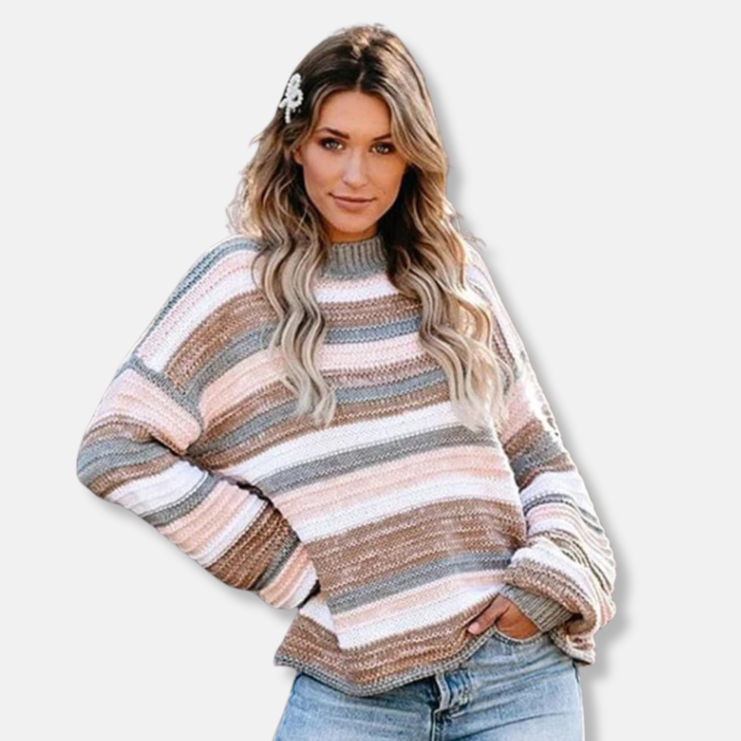 Women's Knit Sweater - Soft Knit - Oversized Fit - Crew Neck - Long Sleeves