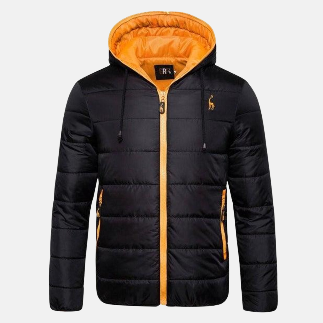 Men's Down Jacket – Regular Fit – Hood with Drawstring – Water-Repellent – Zipper Closure