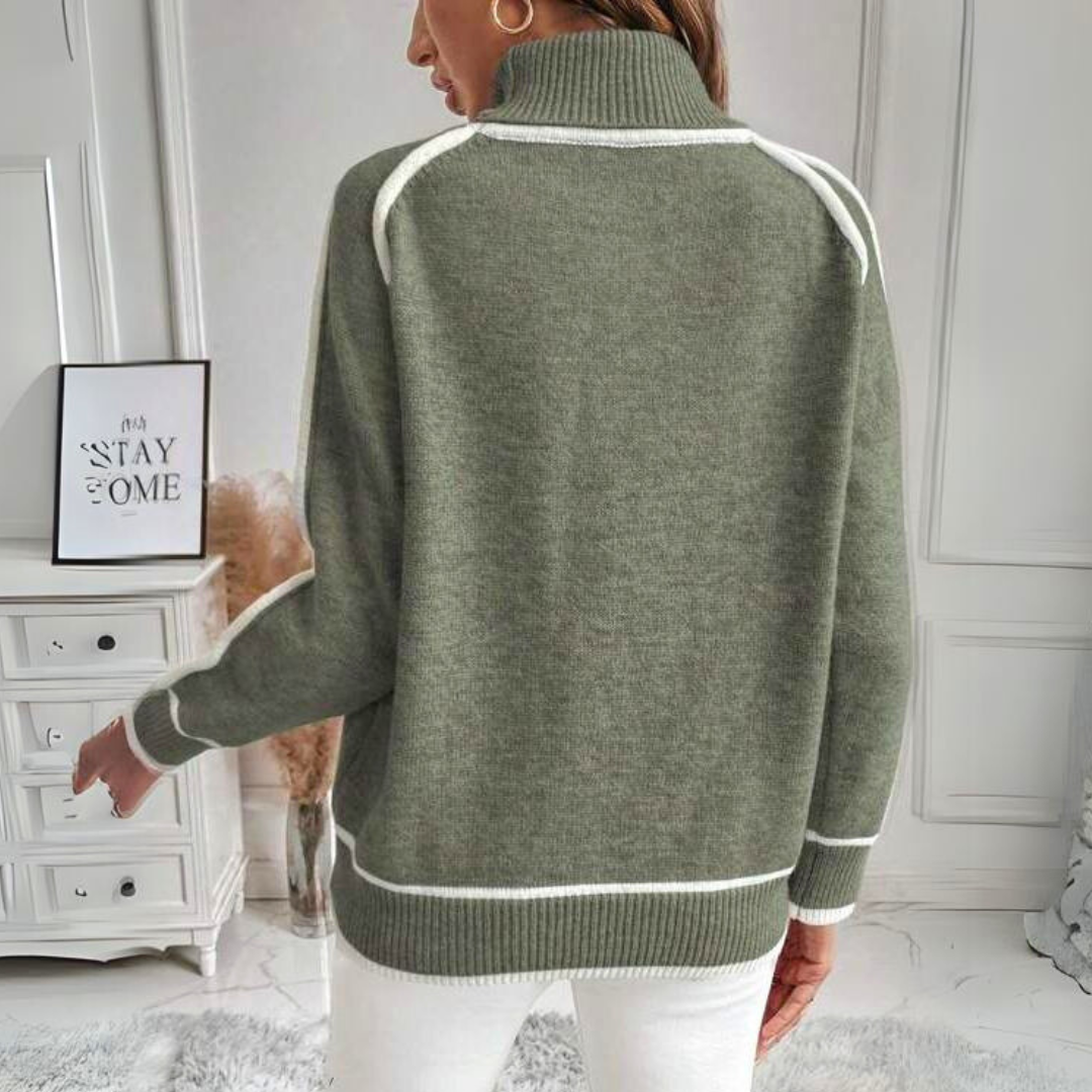 Evelyn - Luksus olivengrøn strik sweater