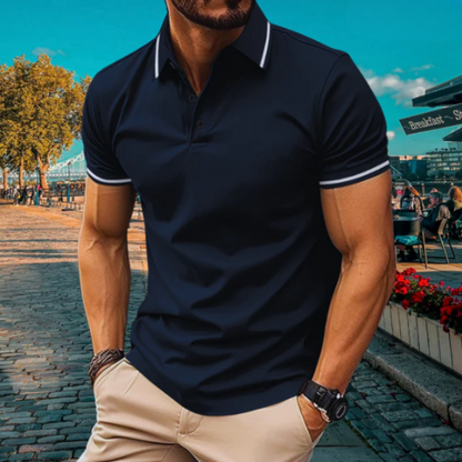 Men's Polo Shirt – Slim Fit – Soft Knit – Short Sleeves – Rib Collar