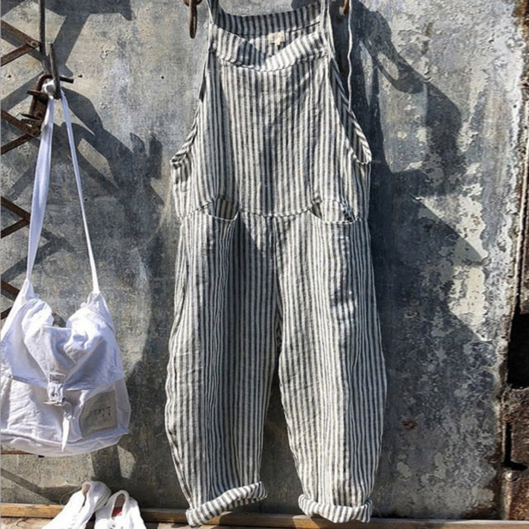 Women's Jumpsuit – Relaxed Fit – Sleeveless – Wide Leg – Gingham – Light and Breathable