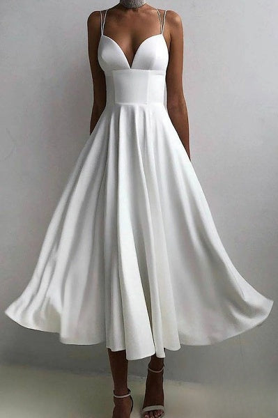 Esmée - Elegant Midi Dress with Spaghetti Straps for Special Occasions