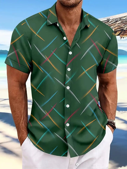 Men's Short-Sleeve Shirt - Lightweight Fabric - Regular Fit - Casual Button Closure
