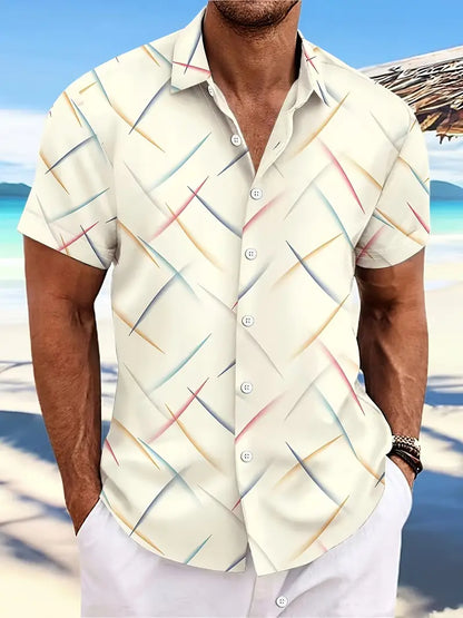 Men's Short-Sleeve Shirt - Lightweight Fabric - Regular Fit - Casual Button Closure