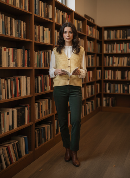 Women's Sleeveless Knitted Cardigan - Button Closure - Casual Style