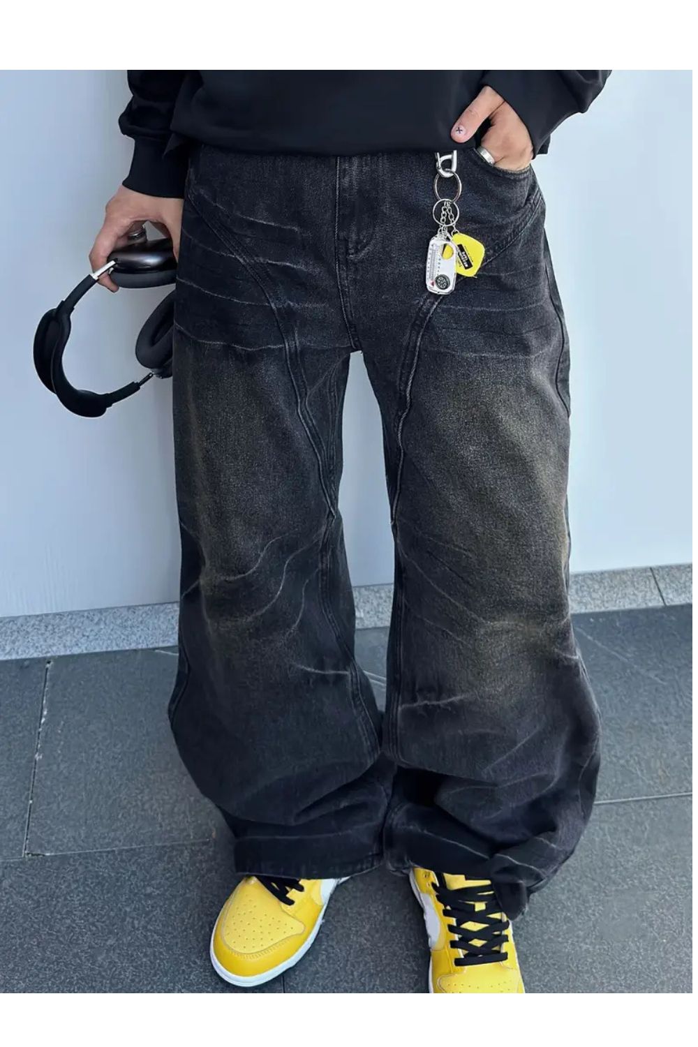 Herre Jeans - Baggy Pasform - Vintage Look - Brede Ben - Streetwear Style