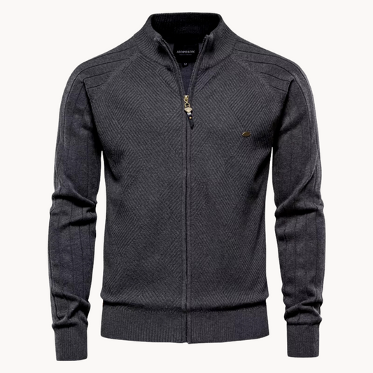Men's Hybrid Jacket – Slim Fit – Soft Knit – Zipper – Ribbed Edge – Casual Layer