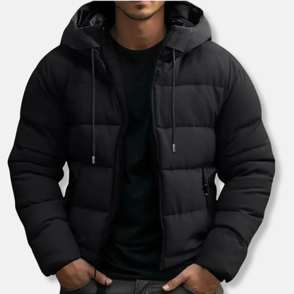 Theodore Quilted Hooded Puffer Jacket | Drawstring Hood Zipper Puffer Jacket