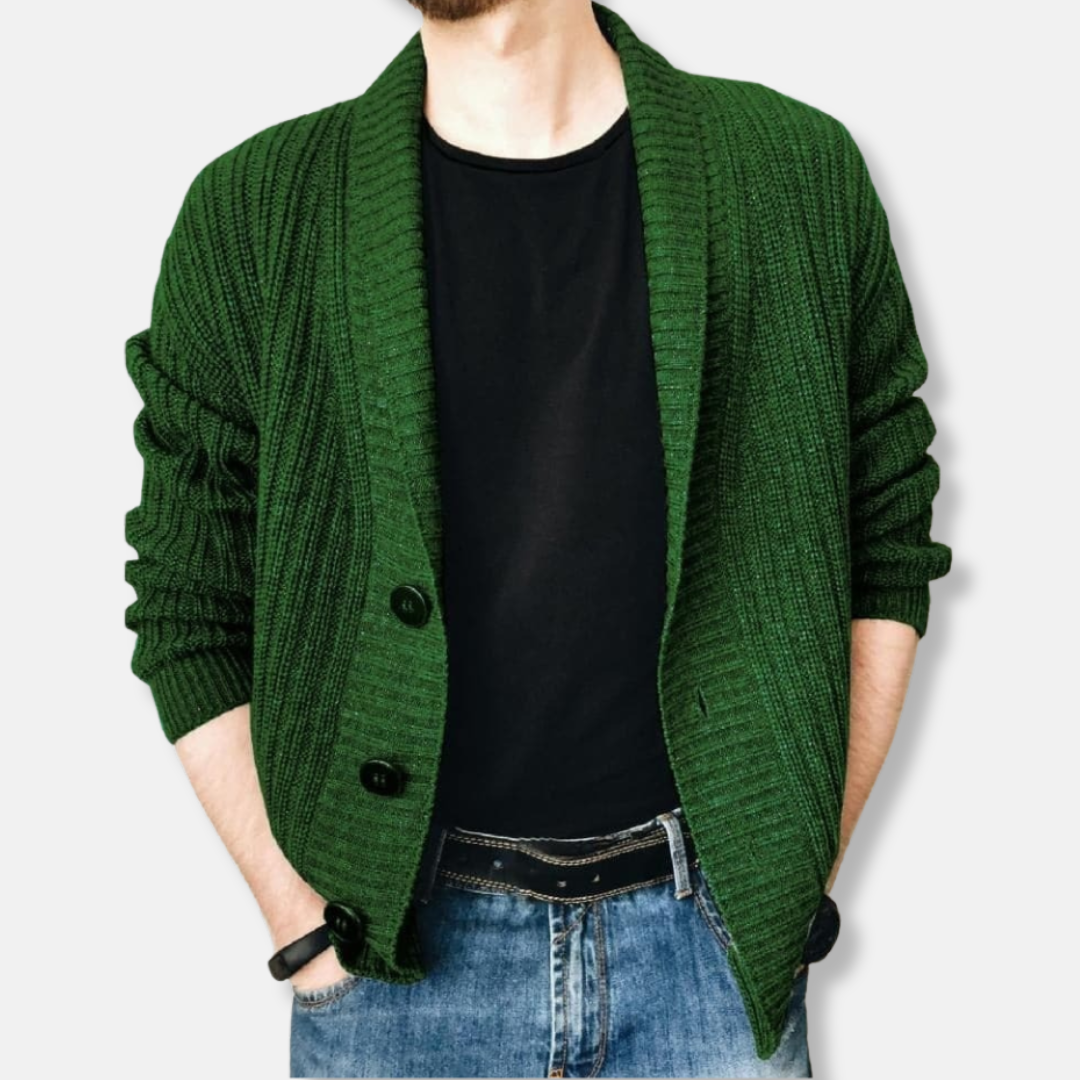 Oscar Relaxed Fit Cardigan | Shawl Collar Button Front Cardigan