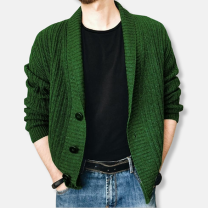 Oscar Relaxed Fit Cardigan | Shawl Collar Button Front Cardigan
