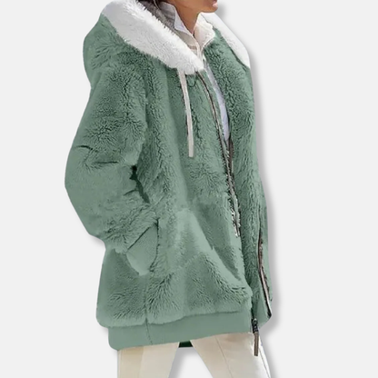 Isla Fleece Oversized Fleece Jacket | Hooded Zipper Jacket