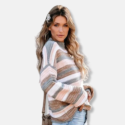 Women's Knit Sweater - Soft Knit - Oversized Fit - Crew Neck - Long Sleeves