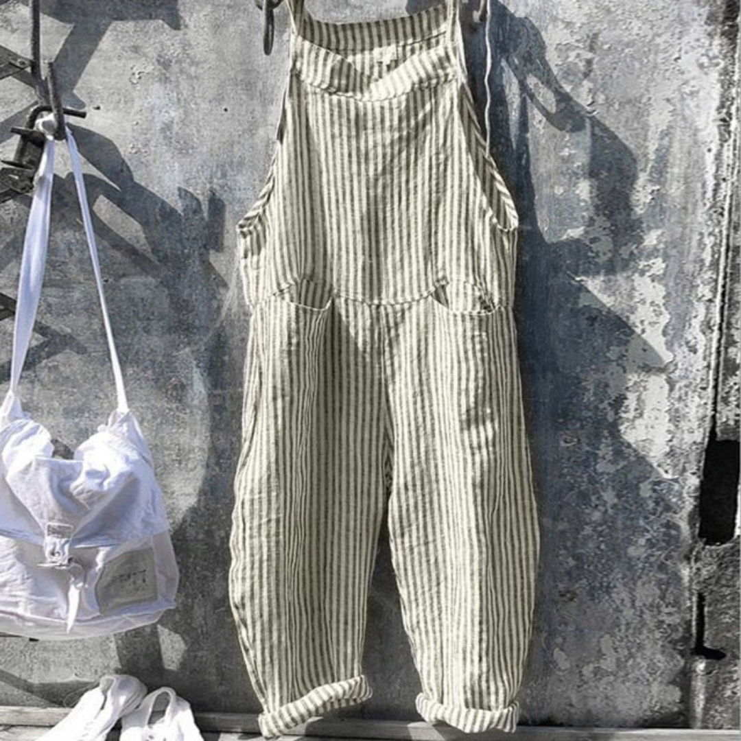 Women's Jumpsuit – Relaxed Fit – Sleeveless – Wide Leg – Gingham – Light and Breathable