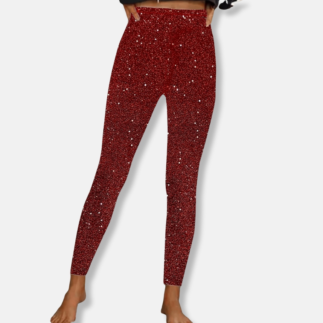 Aurora High-Waisted Skinny Leggings | Glitter Ankle-Length Leggings