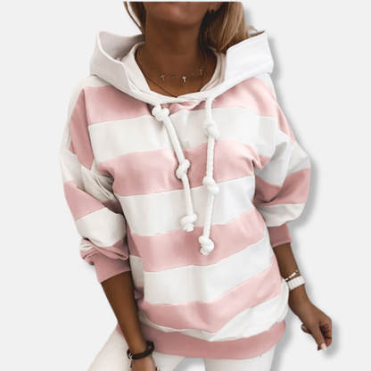 Isla Loose Fit Hoodie | Striped Casual Hoodie