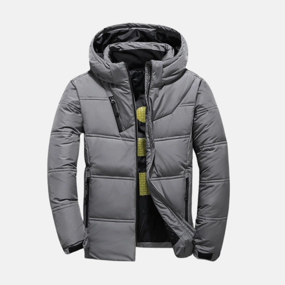 Jack Quilted Hooded Puffer Jacket | Zipper Pockets Casual Puffer Jacket