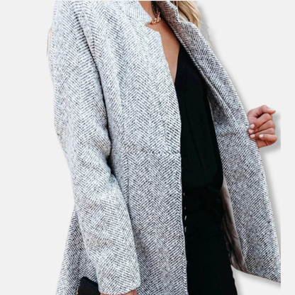 Viola Tailored Fit Blazer | Herringbone Stand Collar Blazer