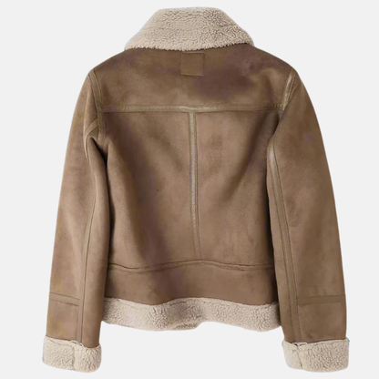 Sienna Leather Relaxed Fit Aviator Jacket | Fur Trim Belted Aviator Jacket