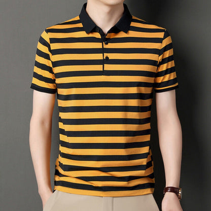 Men's Polo Shirt – Slim Fit – Soft Knit – Short Sleeve – Striped Design