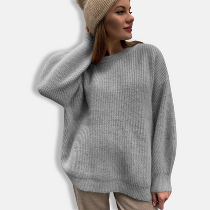 Women's Knit Sweater – Oversized Fit – Soft Ribbed Texture – Long Sleeves