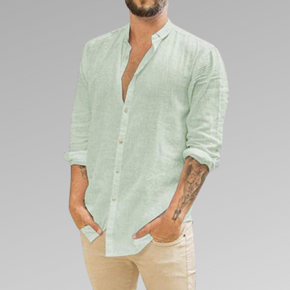 Men's Shirt - Light and Breathable - Linen Cotton - Mandarin Collar - Relaxed Fit