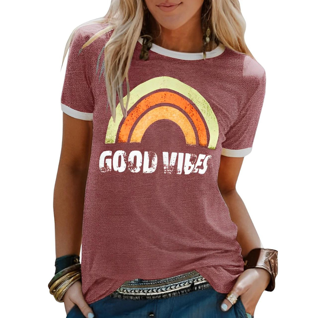 Women's T-shirt – Classic Fit – Soft Knit – Round Neck – Graphic Print Casual Style