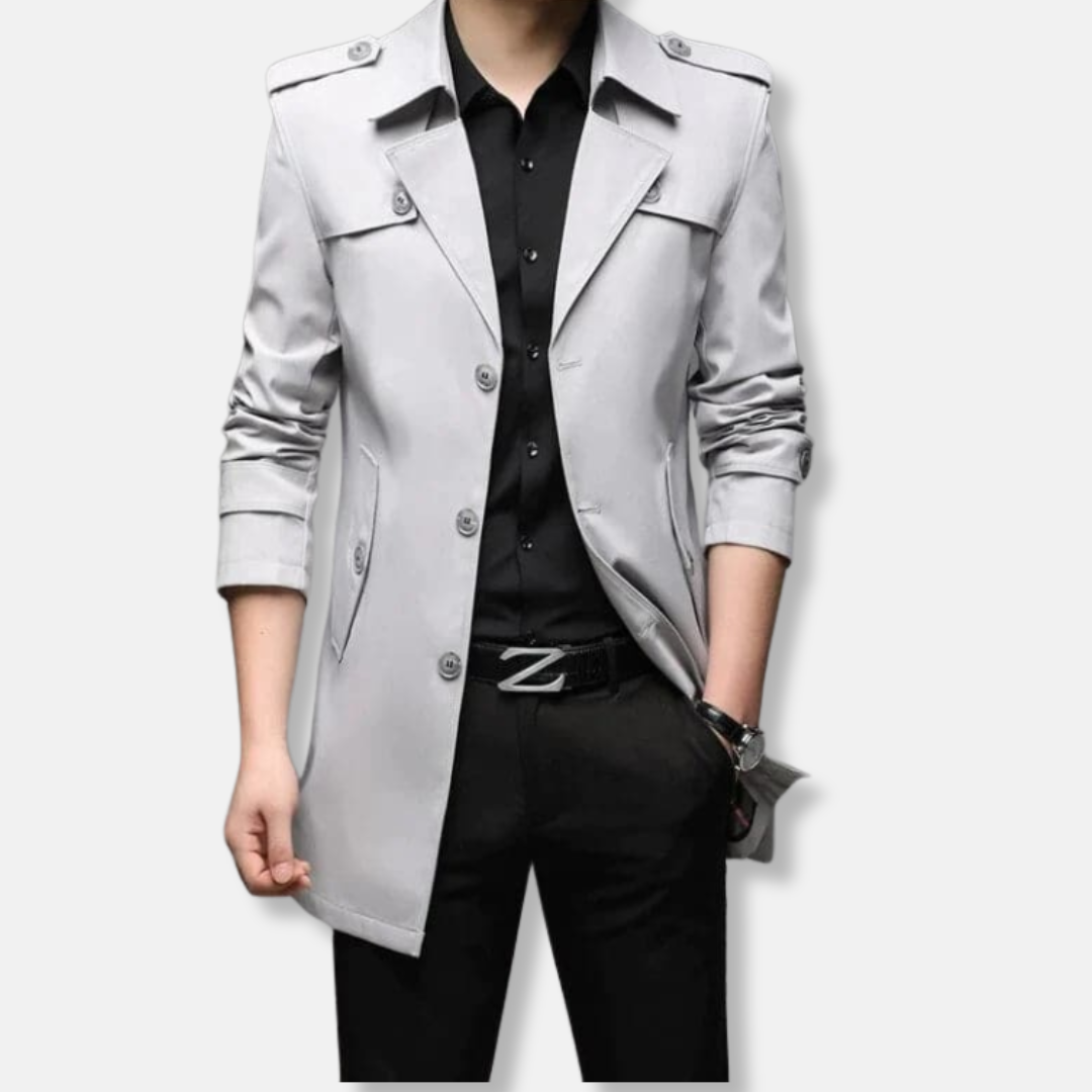 George Slim Fit Trench Coat | Button Front Epaulets Coat