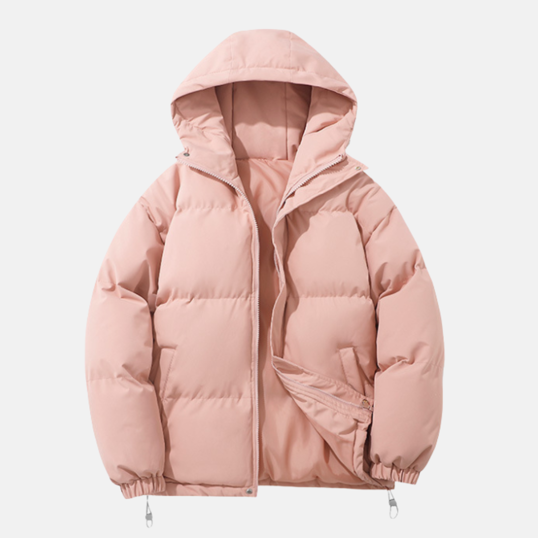 Men’s Puffer Coat - Insulated - Hip Length - Attached Hood - Elasticated Hem