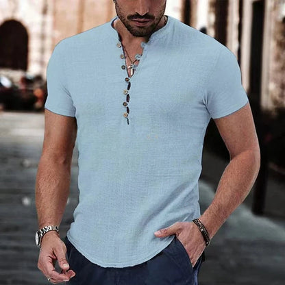 Men's Shirt with Short Sleeves – Slim Fit – Breathable Texture – Button Closure Casual Look
