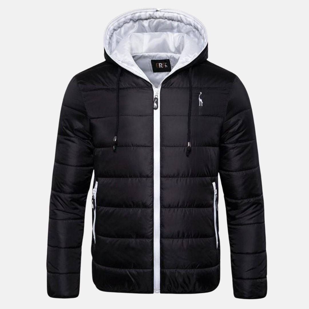 Men's Down Jacket – Regular Fit – Hood with Drawstring – Water-Repellent – Zipper Closure