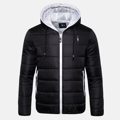 Men's Down Jacket – Regular Fit – Hood with Drawstring – Water-Repellent – Zipper Closure