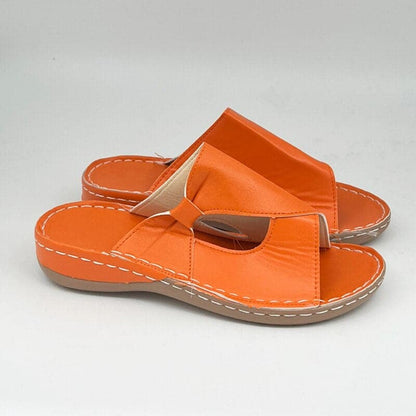 Dame Sandaler - Ægte Læder - Slip-on Komfort - Flad Hæl - Krydsrem Design