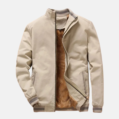 Men's Pilot Jacket – Fleece Lining – Ribbed Edge – Zipper Closure – Relaxed Fit