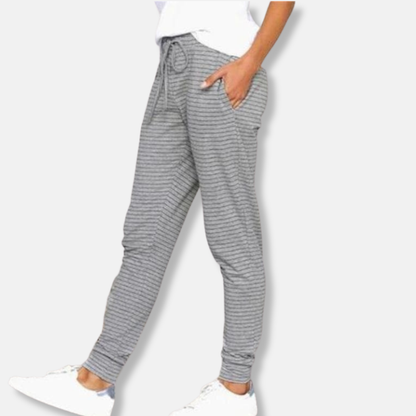 Women's Jogging Pants - Soft Cotton Blend - Tapered Fit - Adjustable Waist - Side Pockets