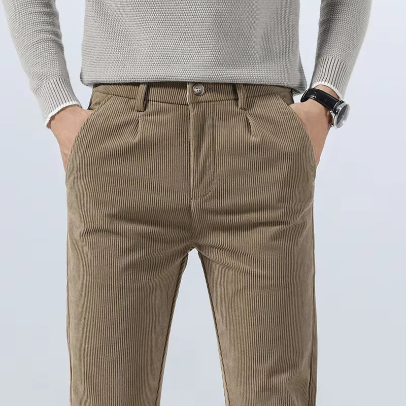 George Relaxed Trousers | Pleated Ribbed Side Pockets Trousers