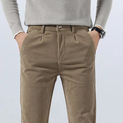 George Relaxed Trousers | Pleated Ribbed Side Pockets Trousers