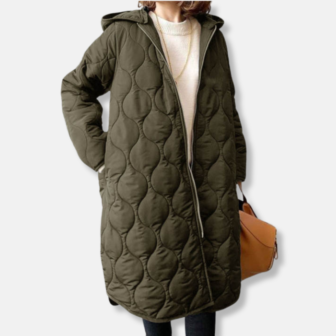 Women's Jacket – Quilted Long Model – Oversized Fit – Hood and Zipper
